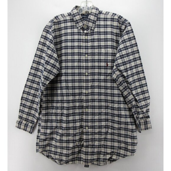 VINTAGE Lauren Ralph Top XL Flannel Shirt Button Down Plaid 90s * - Picture 1 of 14